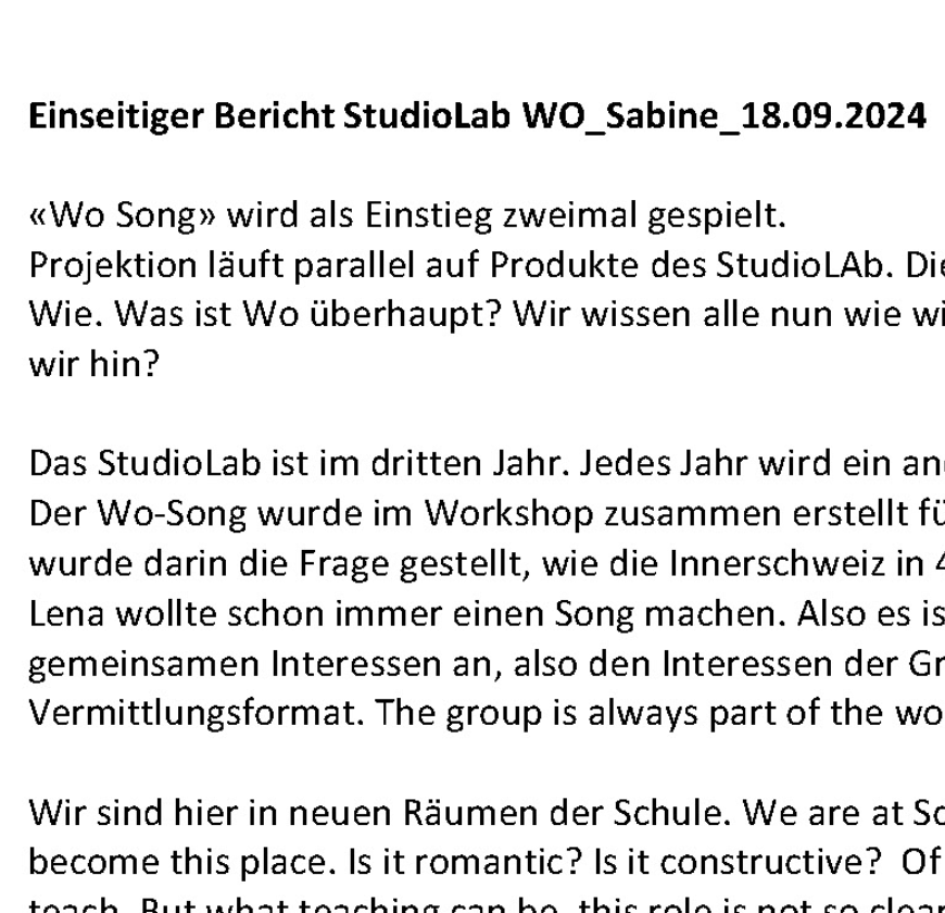 Einseitiger Bericht Sabine 18.09.2024